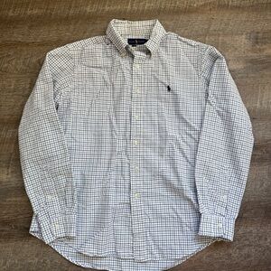 Ralph Lauren Shirt Mens Large Classic Fit Button Down Blue Plaid Logo Casual